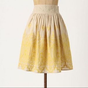 Anthropologie TINY Sun Stitched Skirt Yellow